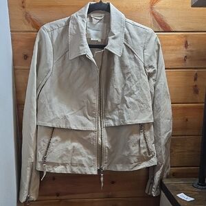 Anthropologie Anorak Moto Beige Jacket Faux Leather